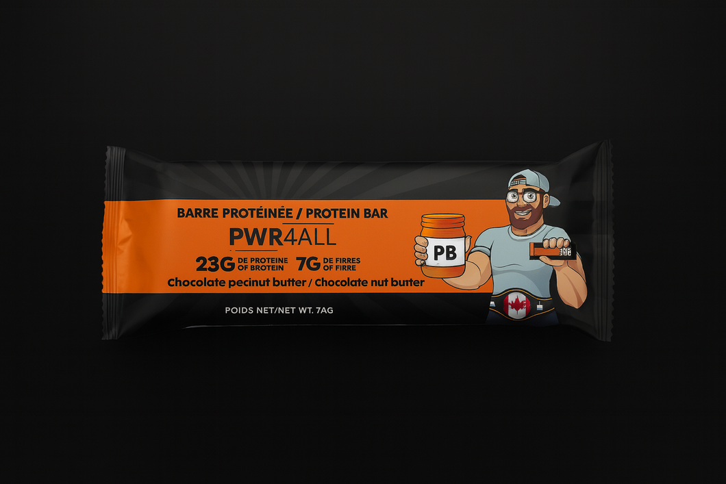PWR4ALL Barre de Proteine Chocolat & Beurre D'arachides - Chocolate Peanut Butter Protein Bars - Boite de 12