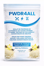 Load image into Gallery viewer, PWDR4ALL - Grass-Fed Whey Protein Isolate, Collagen Peptides (w vitamin c) &amp; Creatine Monohydrate Blend              Mélange d’isolat de protéine de lactosérum (nourri à l’herbe), de peptides de collagène (avec vitamine c) &amp; créatine monohydrate
